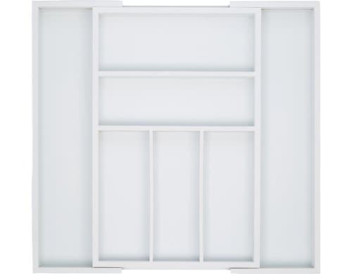 relaxdays Besteckkasten Bambus ausziehbar, Weiss