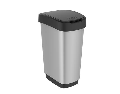 Rotho Swingeimer Art Twist silber metallic Fassungsvermögen 50 Liter