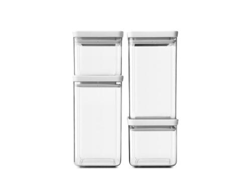 Brabantia 4er-Set Vorratsdose eckig 2x0,7 + 2x1,6, Light Grey