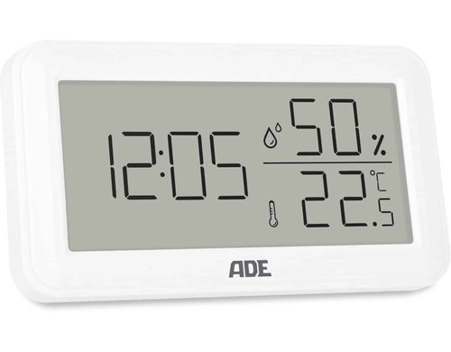 ADE Wetterstation Thermo-Hygrometer, Weiss versch. Anzeigen, 15x3.5x8.5 cm, Kunststoff