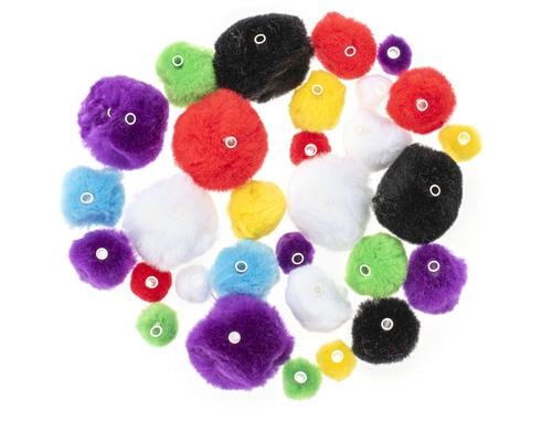 Glorex Pompon mix 15-35 mm, mit Röhren, 48 Stück