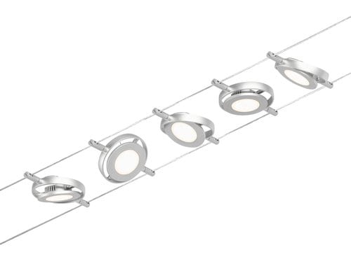 Paulmann CorDuo LED Seilsystem RoundMac Basisset 5x200lm 5x4,5W 3000K 230/12V Chrom