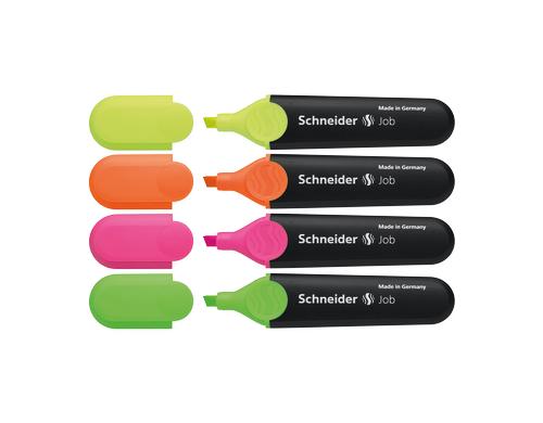 Schneider Textmarker Job 4er Etui: gelb, rosa, orange, grün
