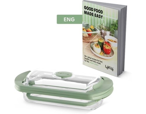 Lékué Glas-Dampfgarer 2 Portionen und Kochbuch, Englisch