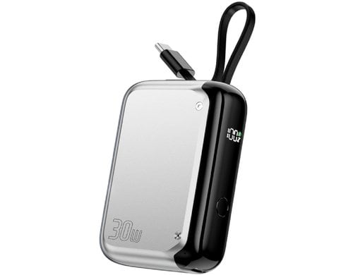 4smarts Powerbank Pocket 10000mAh, 30W, silber, integr. Ladekabel