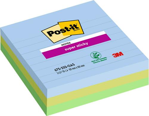 Post-it Haftnotizen Super Sticky liniert 100 x 100 mm, 3 Blöcke à 70 Blatt