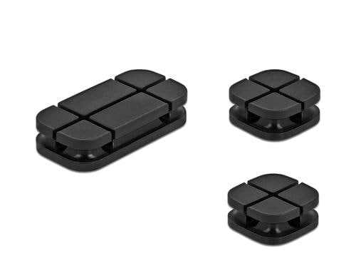 Delock Kabelhalter Komibi 3 Stück Schwarz Für einen Kabeldurchmesser bis 5 mm