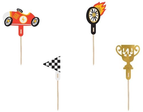 Partydeco Caketopper Auto mix, 12 cm, 4 Stk