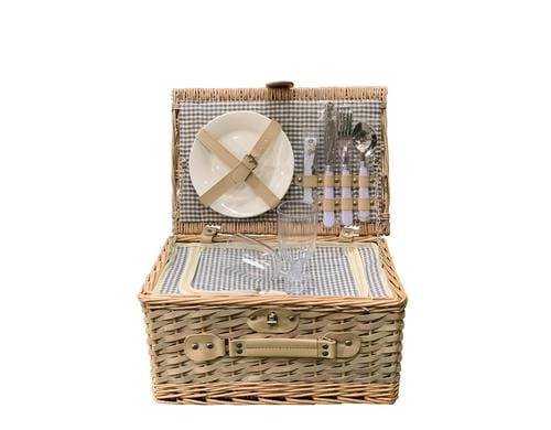 Dameco Picknickkorb für 2 Personen 38x26x20 cm, Weidenholz