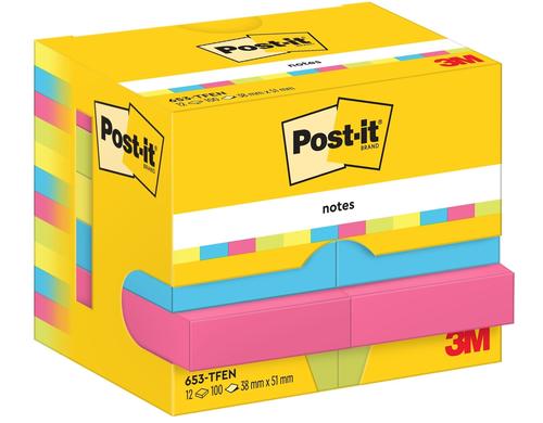 3M Post-it Haftnotiz Energy mehrfarbig 12 Blocks à 100 Blatt, 51 x 38 mm