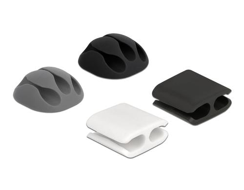 Delock Kabelhalter Komb Set, selbstkl. 4 Stück, 2x Kabelhalter 2x Kabelclips