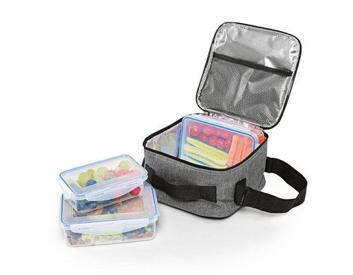 EASYmaxx Kühltasche 7l grau mit 3 Lunchboxen, 2x1000ml, 1x500ml