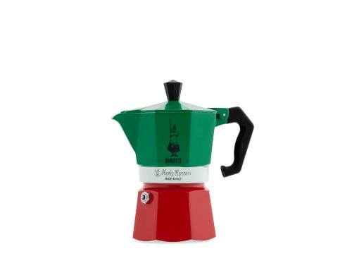 Bialetti Moka Express für 3 Tassen Italia Aluminium mit schwarzem Kunststoff
