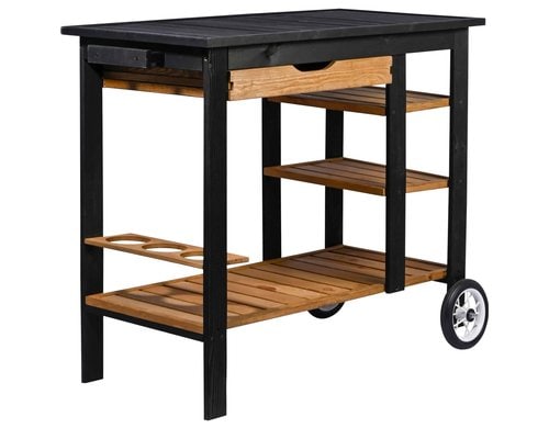 BBQ-Trolley Edelschwarz aus Holz