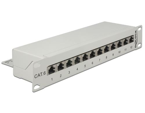 12-Port 10 Patchpanel Cat.6 grau, 12x RJ-45, LSA