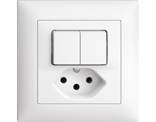 Feller EDIZIOdue Komb 2x A-R/1P 1xT13 Komplettset mit Rahmen