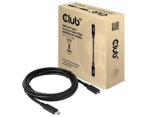 Club 3D, USB Type-C Gen1 Verlängerungskabel Kabel, 2.0 Meter, 5Gbps