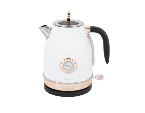 FURBER Retro Wasserkocher Weiss 1.7L, 1850-2200W, Weiss/Rosegold