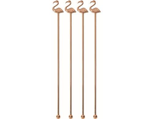 Paderno Cocktail Rührer Set Flamingo rose 4er Set, 21.5cm, Edelstahll rostfrei