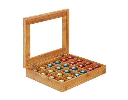 relaxdays Kapselbox Bambus, für 24 Kapseln