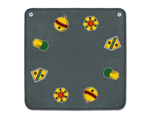 Jassteppich grau mit deutschen Motiven