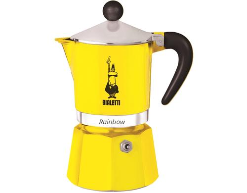 Bialetti Rainbow für 3 Tassen gelb Aluminium, 200ml, 13,3 cm x 8,2 cm x 18 cm
