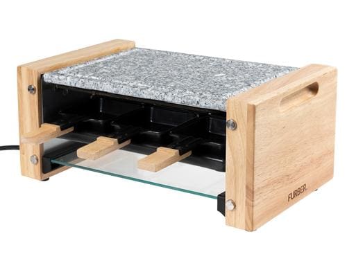 FURBER Raclette-Grill 6P Holz/Stein 6 Personen, 900W, Holzseiten, Steinplatte