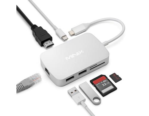 Minix NEO C-GSI, Multiport Adapter Silber, Universal Adapter