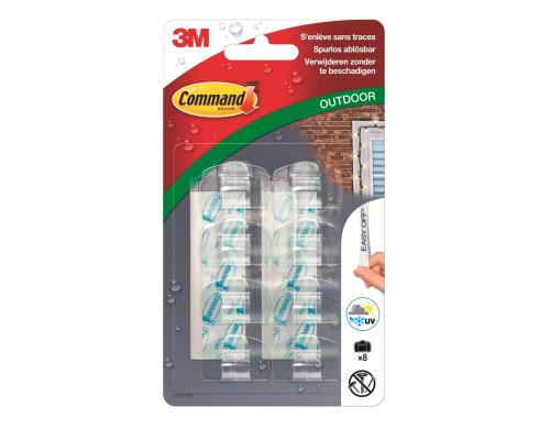 3M Command Outdoor Deko-Clips 8 Clips und 10 Strips S weiss