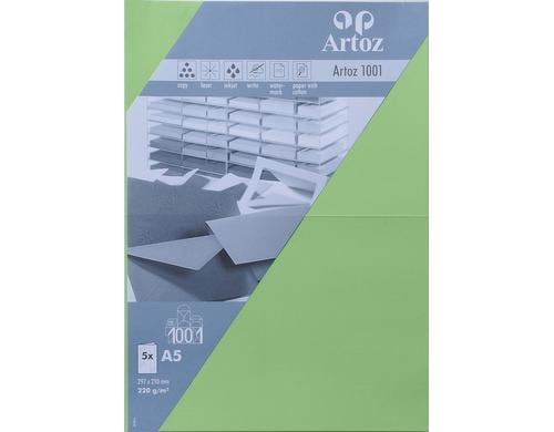 Artoz Blankokarte 1001 A5 220gm2 birkengrün, 5 Stück