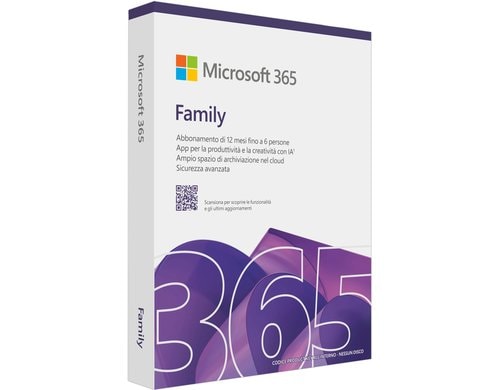 Microsoft 365 Family 6 User Box, Miete, Jahreslizenz, italienisch