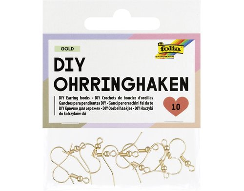 Folia DIY Ohrringhaken, 10 Stück 2x1,8cm, gold