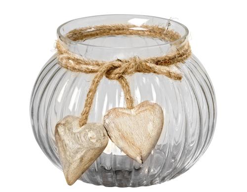 Boltze Windlicht Rudy, Glas, transparent H: 10 cm, Ø: 13 cm