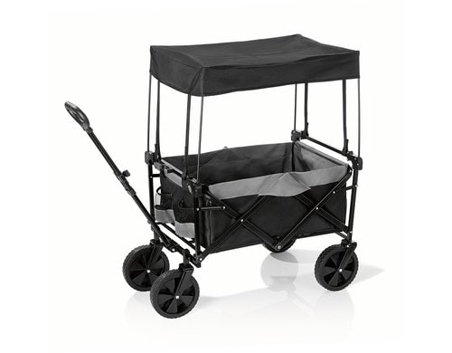EASYmaxx Bollerwagen faltbar anthrazit/schwarz mit Dach