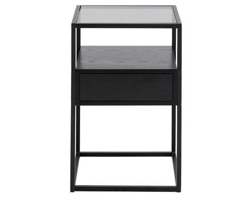 AC Design Nachttisch Randolf Glas/Stahl/MDF, 40x35x60cm, Schwarz