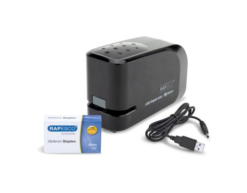 Rapesco 626EL Automatisches Heftgerät USB/Batterie, schwarz