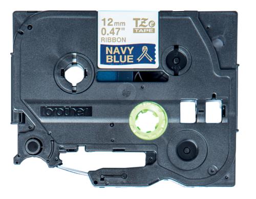 Brother P-touch Schriftband TZE-RN34 Stoffband,Gold auf Navy Blau, 12mm, 4m