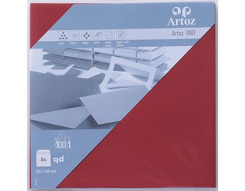 Artoz Couvert 1001 16cmx16cm 100 gm2, Weinrot, 5 Blatt