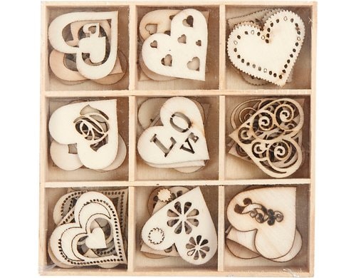 Creativ Company Streudeko Holz Herzen, 28 mm