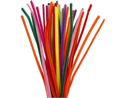 Creativ Company Chenilledraht 6 mm 50 Stück, Länge: 30 cm, farbig sortiert