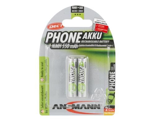 Ansmann Akku AAA NiMH 550 mAh 1.2V 2er maxE, HR6, für DECT-Phones