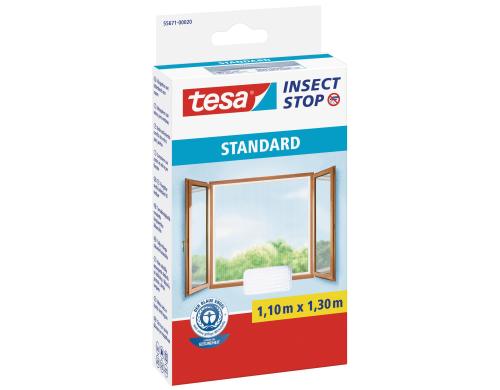 tesa Insect Stop Fliegengitter Standard Fenster, 1.1m x 1.3m