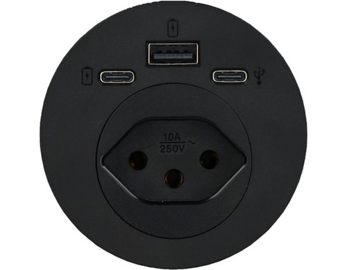 Anschlussfeld Einbau schwarz 1x Typ 13 USB-A/C 25W USB-C Daten