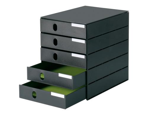 Styroval pro Box mit 5 Schubladen geschl. Gehäuse schwarz, Schubladen schwarz