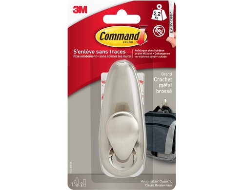 Command Forever Classic Metallhaken L, in gebürstetem Nickel, FC13-BN