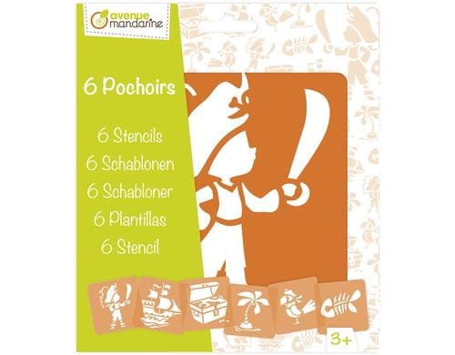 Avenue Mandarine Schablonen Set Piraten 15.2 x 17.5 cm, 6 Schablonen