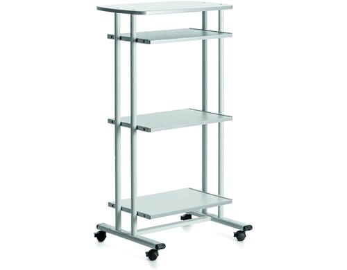 Rocada Computertisch mit Rollen 3 Ablagefächer, hellsilber