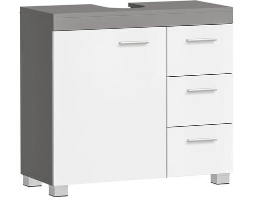 Vasagle Waschbeckenschrank, Weiss-Grau 70x30x64 cm (BxHxT), MDF