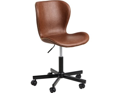 AC Design Bürostuhl Batilda Leder Cognac mit Bremsrollen