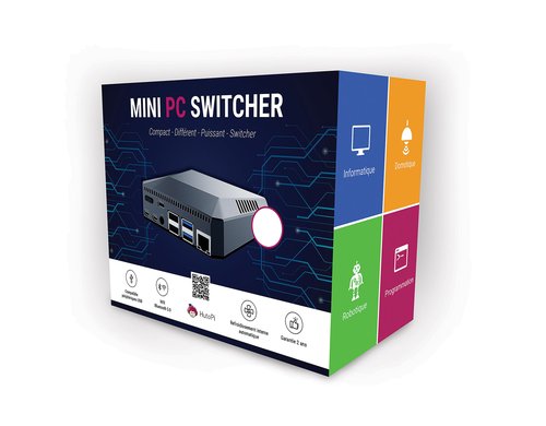 HutoPi Raspberry MiniPC Switcher, 4GB Set Pi4B 4GB, 128GB SD